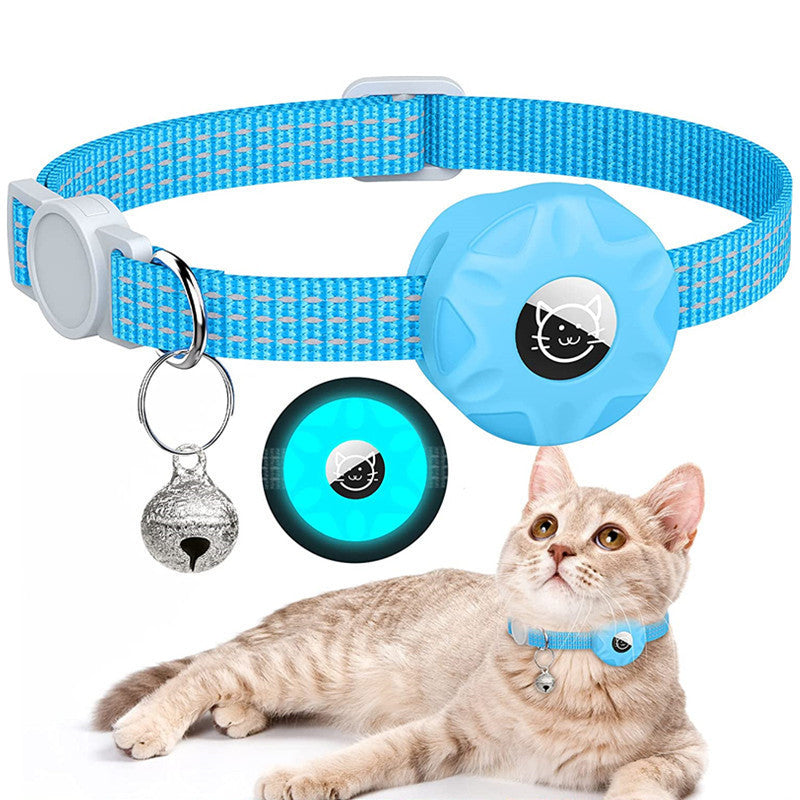 Reflective Cat Collar with AirTag Holder - Adjustable Safety Collar with Bell and Breakaway Buckle