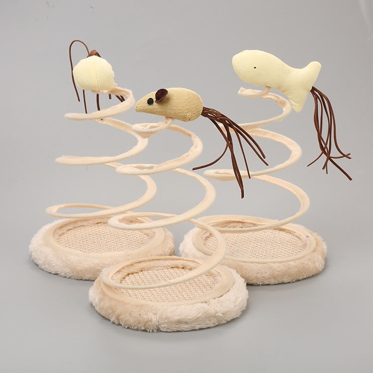 Interactive Spring Coil Cat Toy - Bouncing Plush Characters with Dynamic Motion