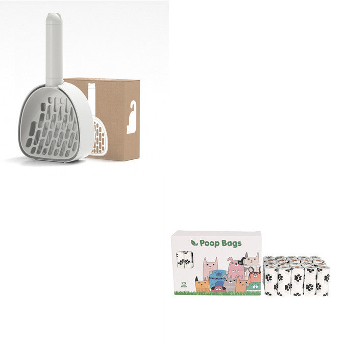 Smart Cat Litter Scoop with Hidden Bag Storage & Multi-Position Base - Wall Mount or Standing