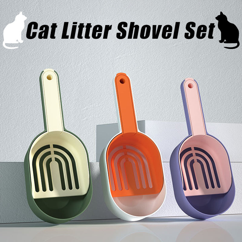 Premium 2-in-1 Cat Litter Scoop Set with Storage Base - Easy Clean Design