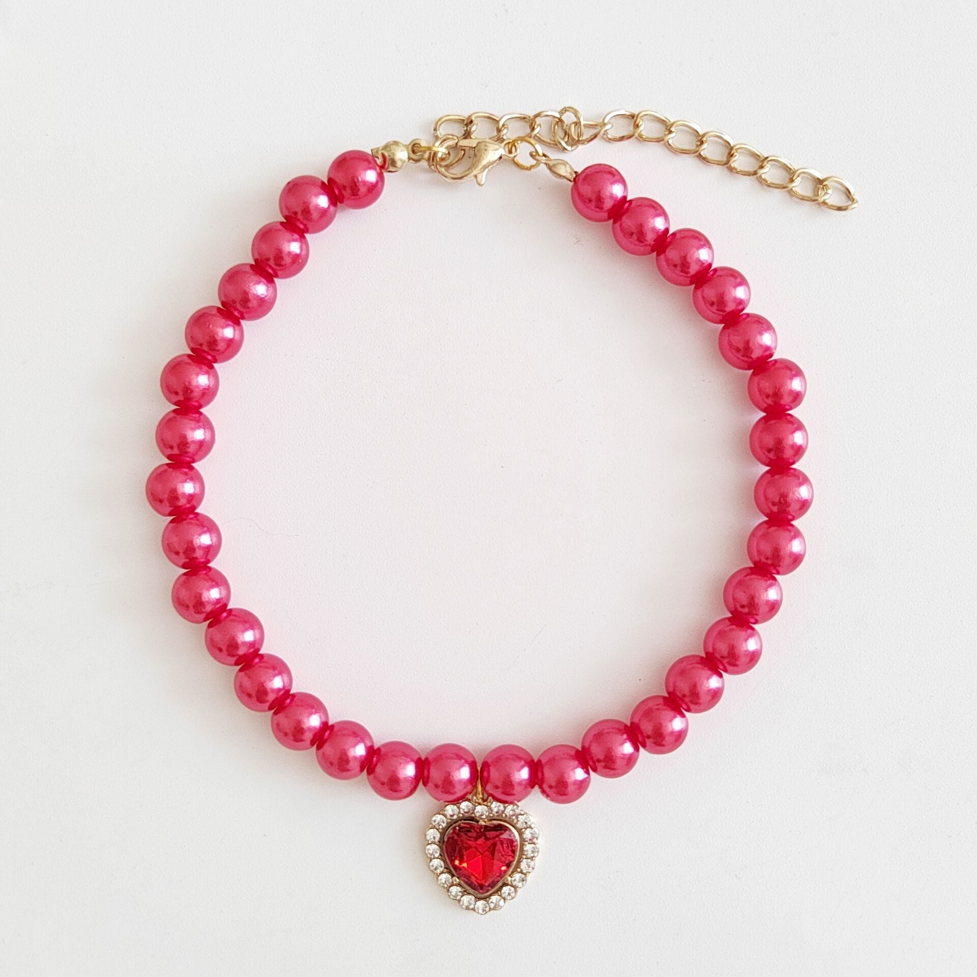 Luxury Pearl Cat Collar with Crystal Heart Pendant - Elegant Designer Collar in 4 Colors