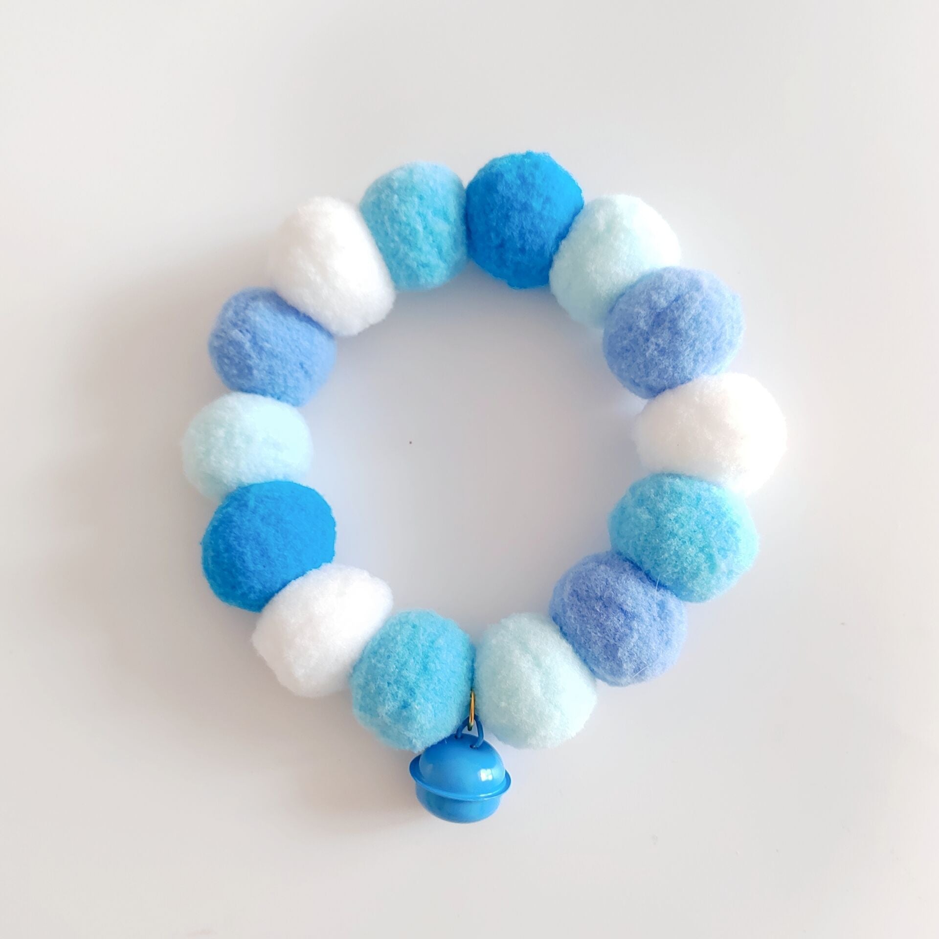 Adorable Pom Pom Cat Collar with Bell - Fluffy Gradient Color Party Collar