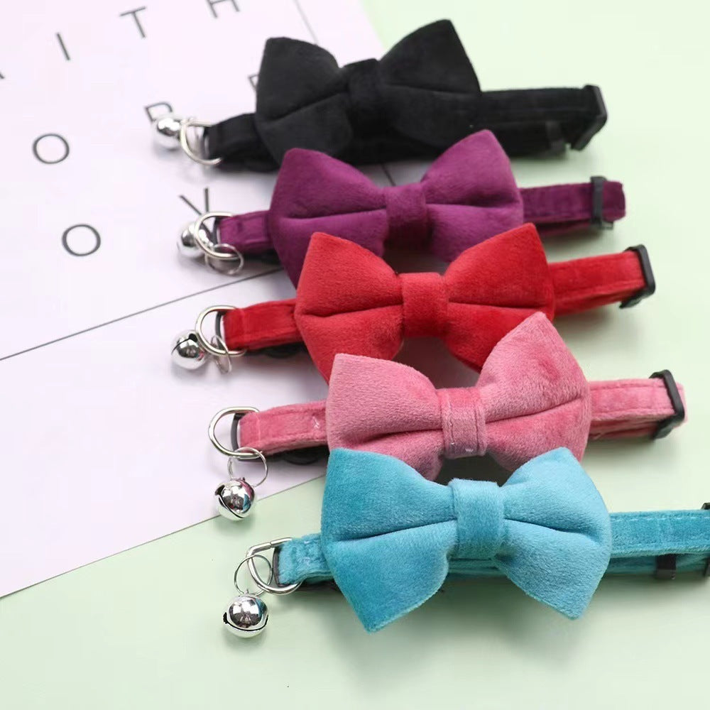 Premium Suede Bow Tie Cat Collar with Bell - Adjustable Comfort & Style