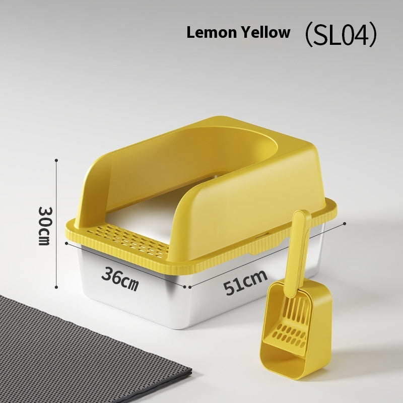 Premium Double-Layer Stainless Steel Cat Litter Box with Insulation Pad & Multi-Function Scoop