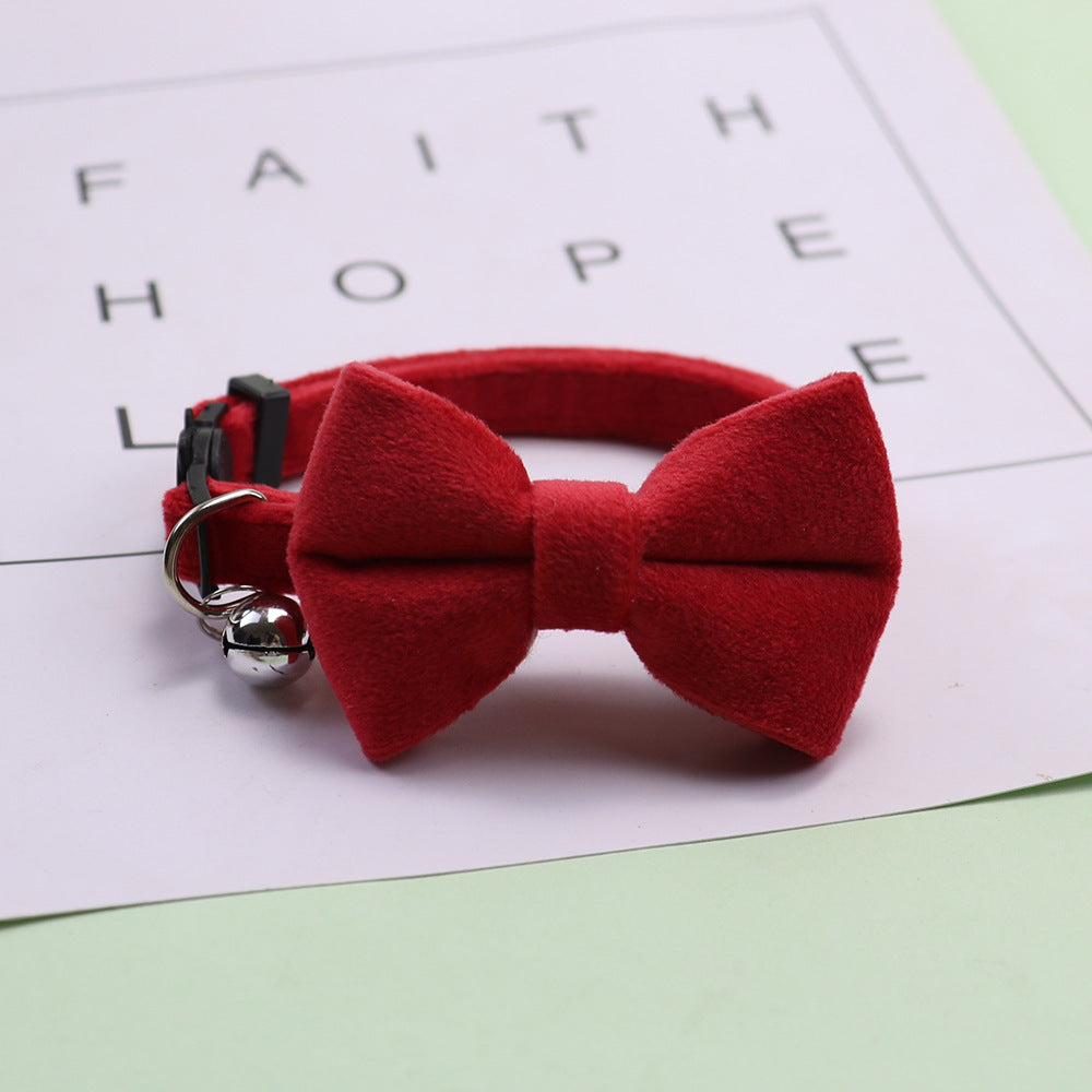 Premium Suede Bow Tie Cat Collar with Bell - Adjustable Comfort & Style